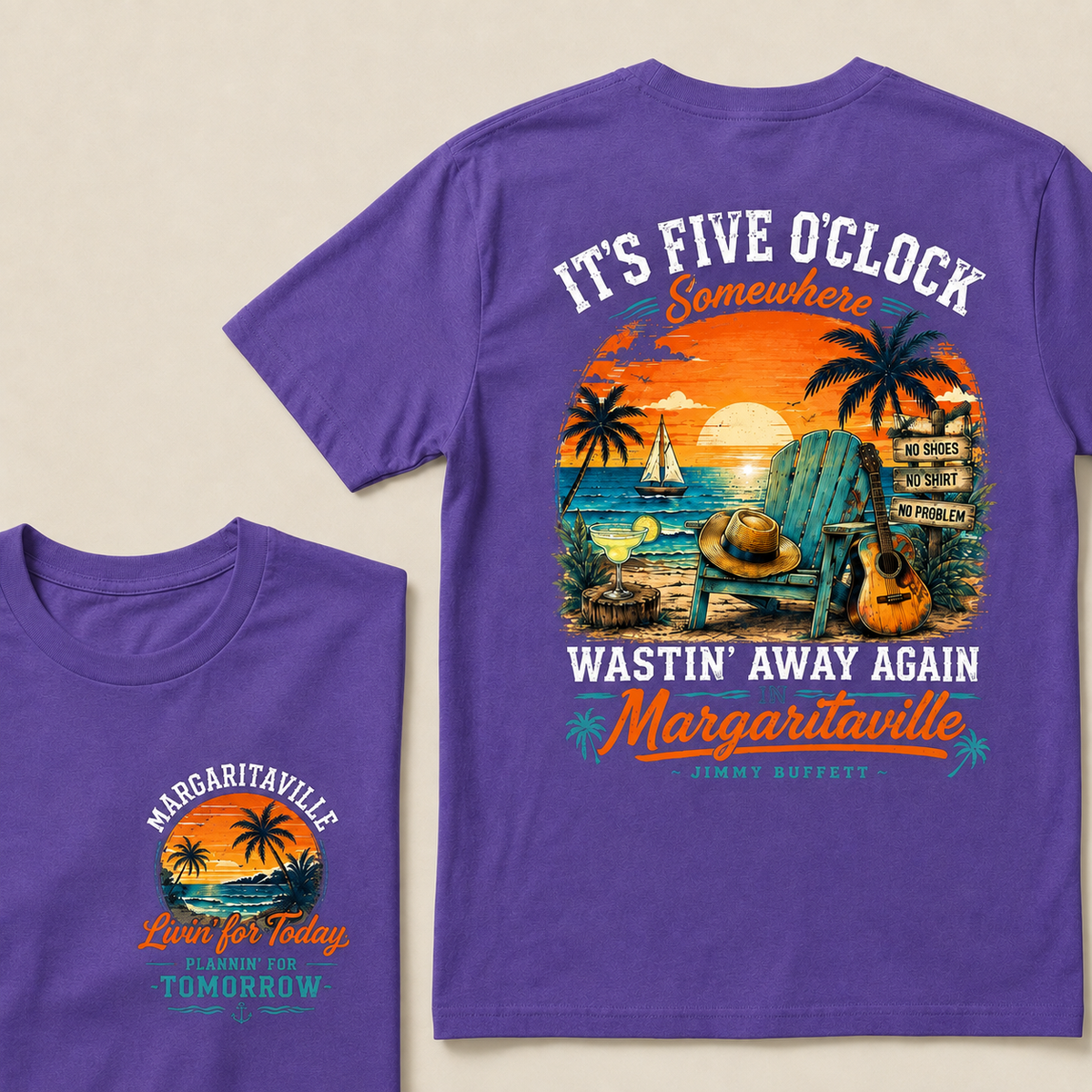 It's Five O'Clock Somewhere Wastin' Away Again In Margaritaville T Shirt