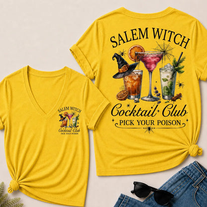 "Salem Witch Cocktail Club – Pick Your Poison" V-Neck Tee