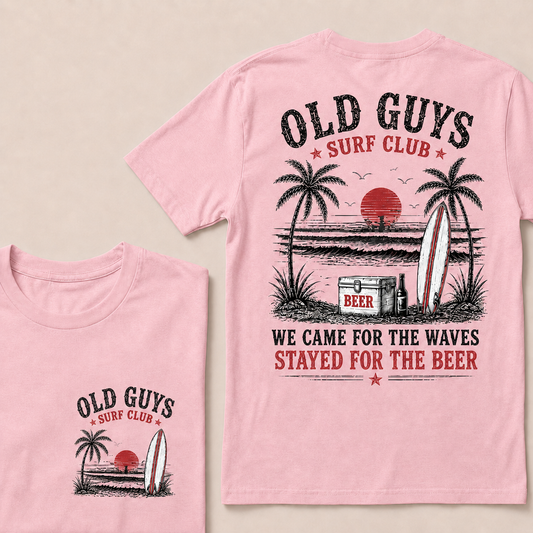 "Old Guys Surf Club" Vintage Beach Beer Casual Graphic T-Shirt