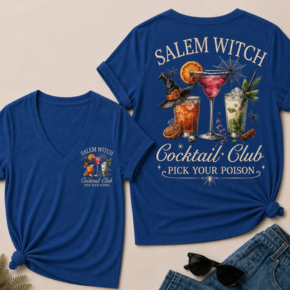 "Salem Witch Cocktail Club – Pick Your Poison" V-Neck Tee