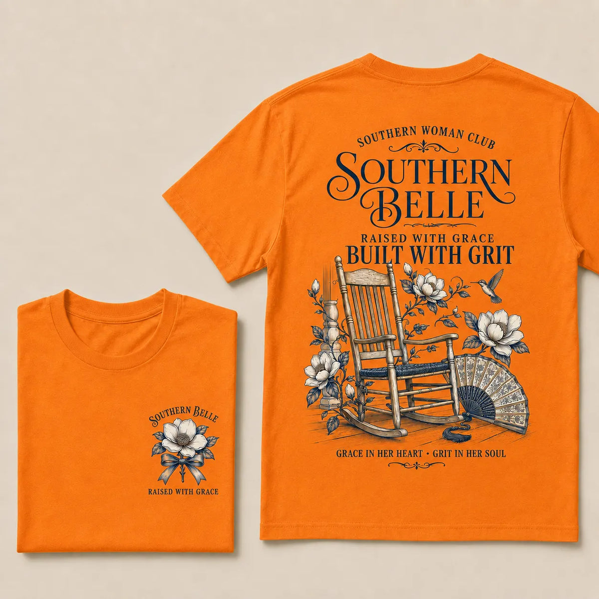 "Southern Belle – Raised with Grace, Built with Grit" Crew Neck Tee