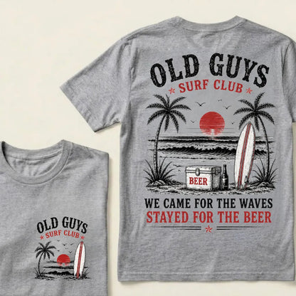 "Old Guys Surf Club" Vintage Beach Beer Casual Graphic T-Shirt
