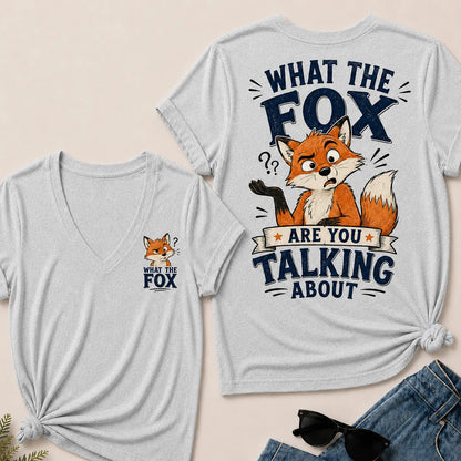 "What The Fox" Confused Shrug V-Neck Tee