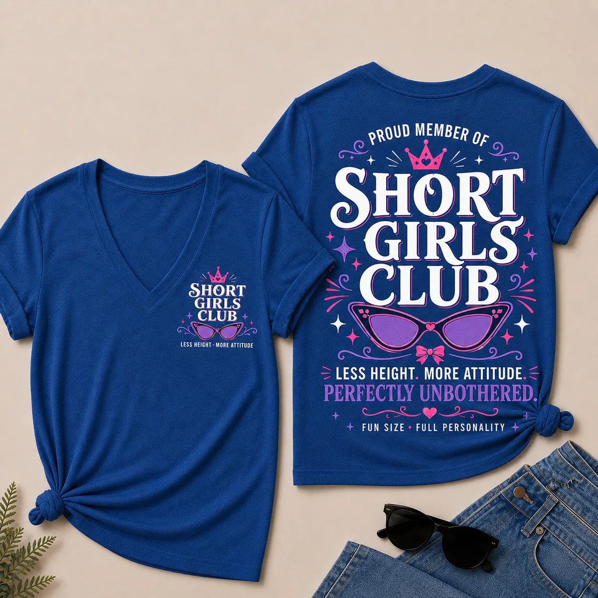 "Short Girls Club – Less Height, More Attitude" V-Neck Tee