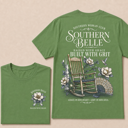 "Southern Belle – Raised with Grace, Built with Grit" Crew Neck Tee
