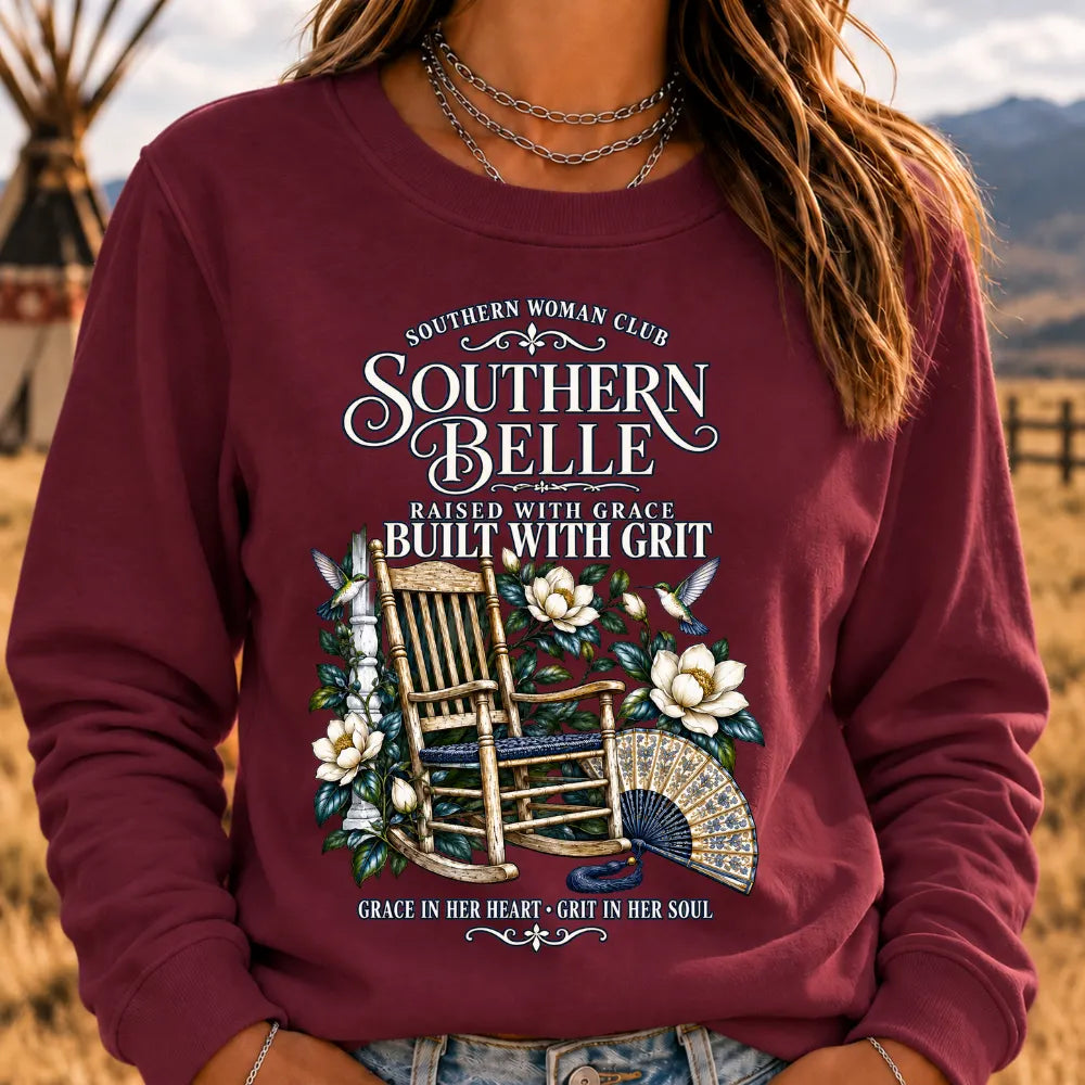 "Southern Belle – Raised with Grace, Built with Grit" Sweatshirts