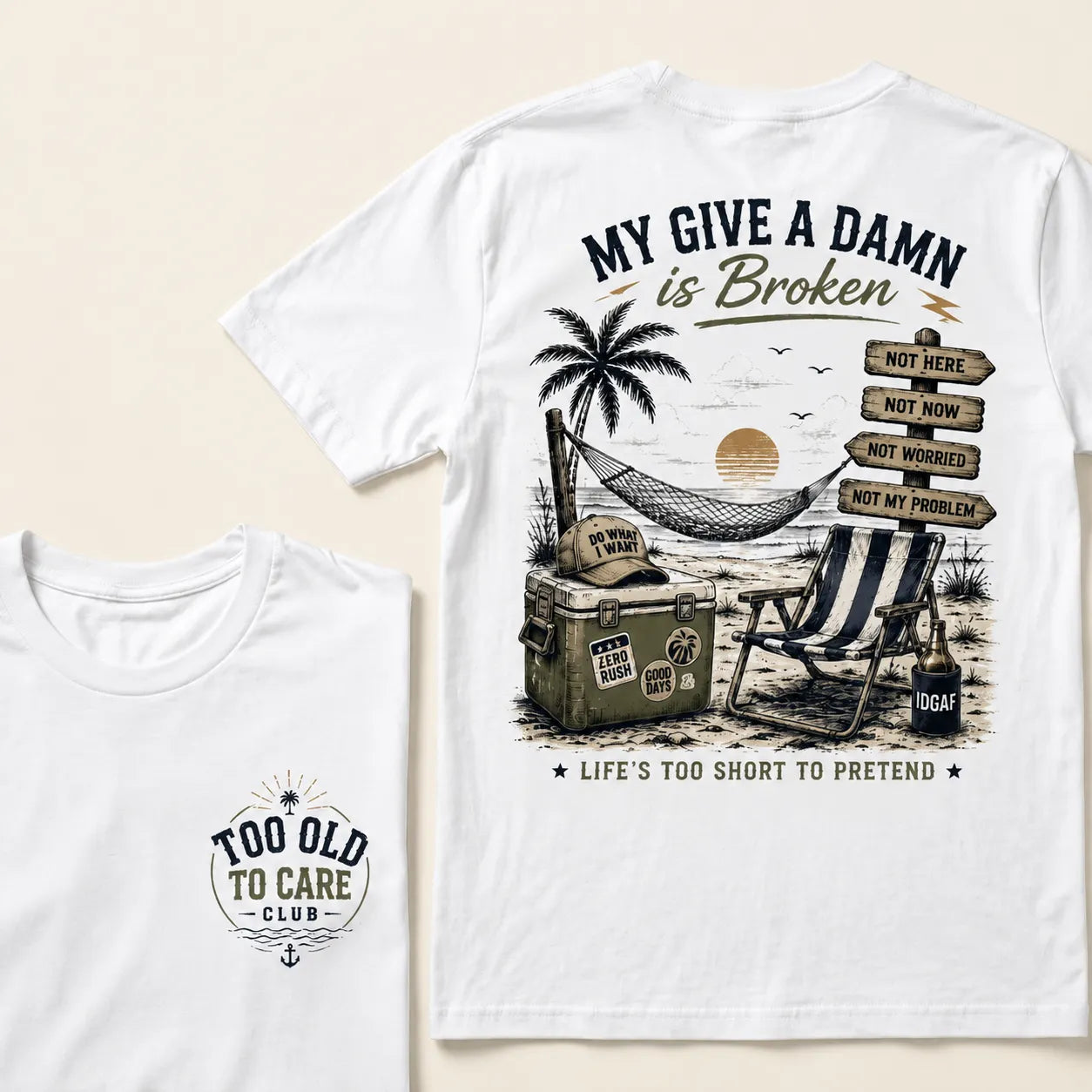 My Give A Damn Is Broken— The Original Beach Retro T-Shirt