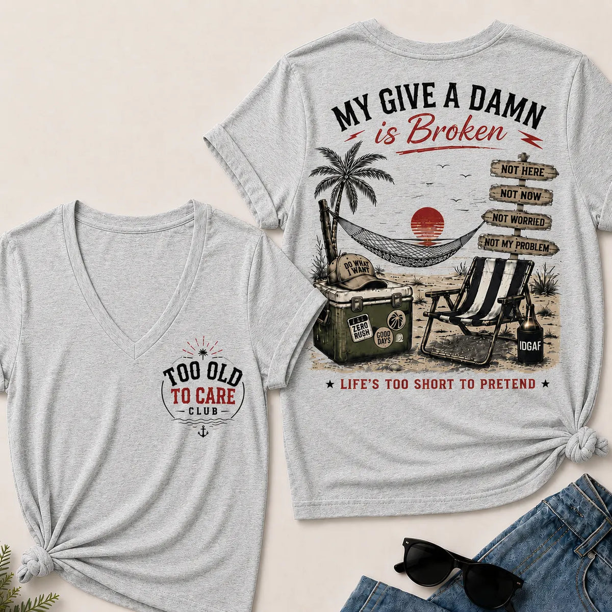 Women's My Give A Damn Is Broken™ V-Neck T-Shirt