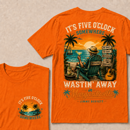 It's Five O'Clock Somewhere Wastin' Away in Margaritaville Vintage Beach Sunset T-Shirt T-shirt
