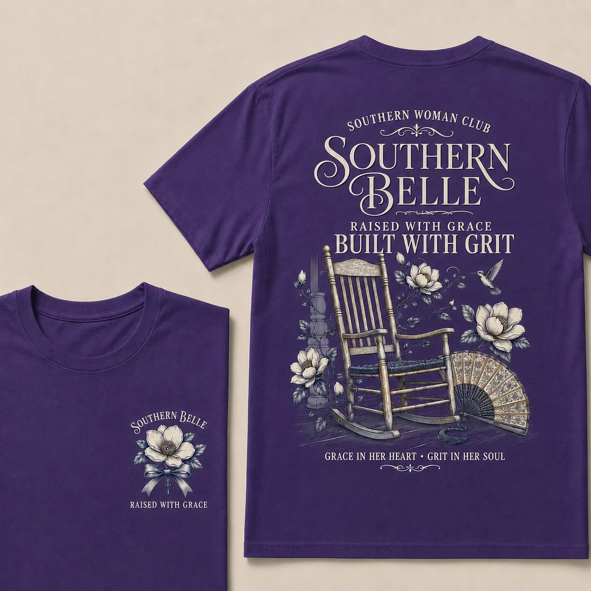 "Southern Belle – Raised with Grace, Built with Grit" Crew Neck Tee