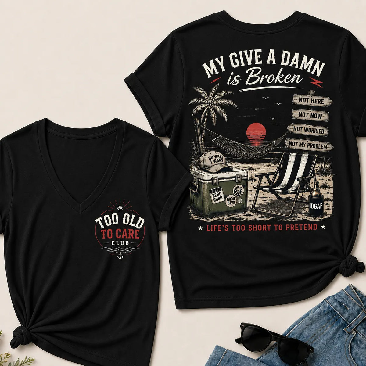 Women's My Give A Damn Is Broken™ V-Neck T-Shirt