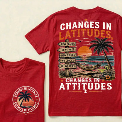 "Changes In Latitudes, Changes In Attitudes" Vintage Beach Crew Neck T-Shirt